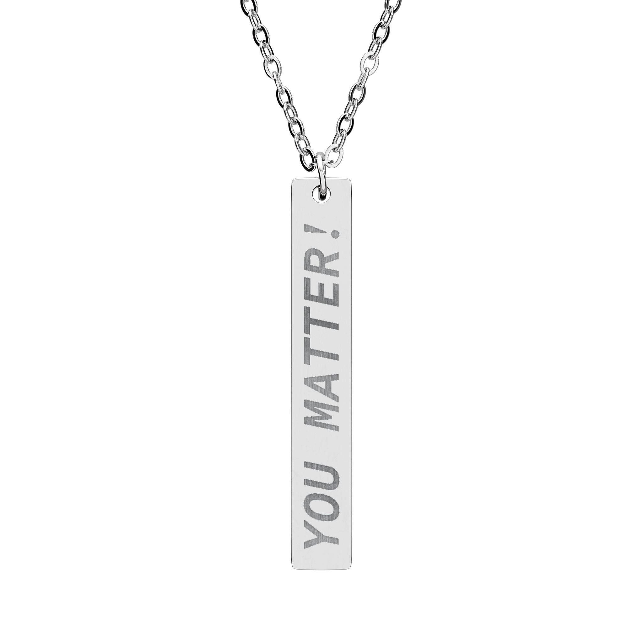 You Matter Vertical Bar Necklace — Engraved Inspirational Pendant