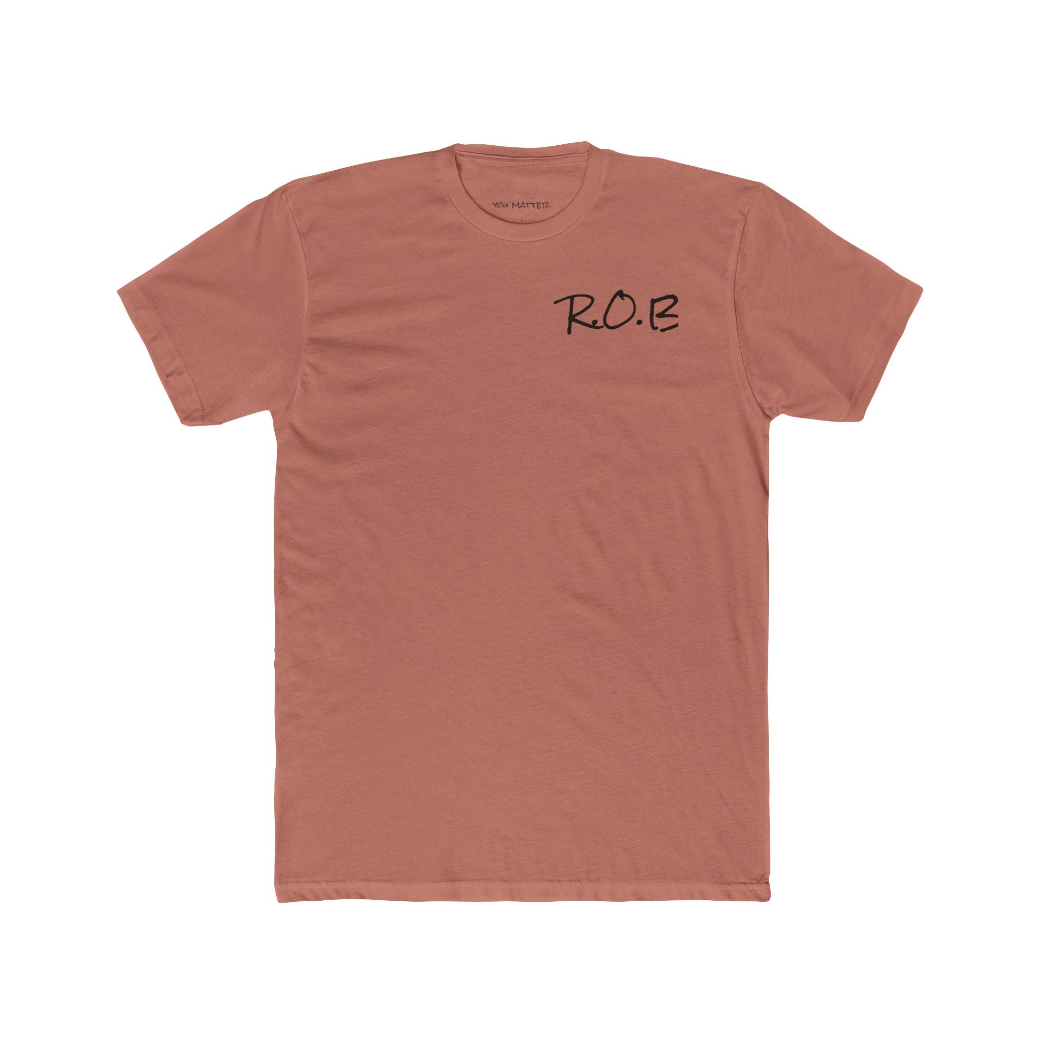 Crew Tee — 'R.O.B' Front & "I'm Glad You're Here" Back Minimal Script T‑Shirt