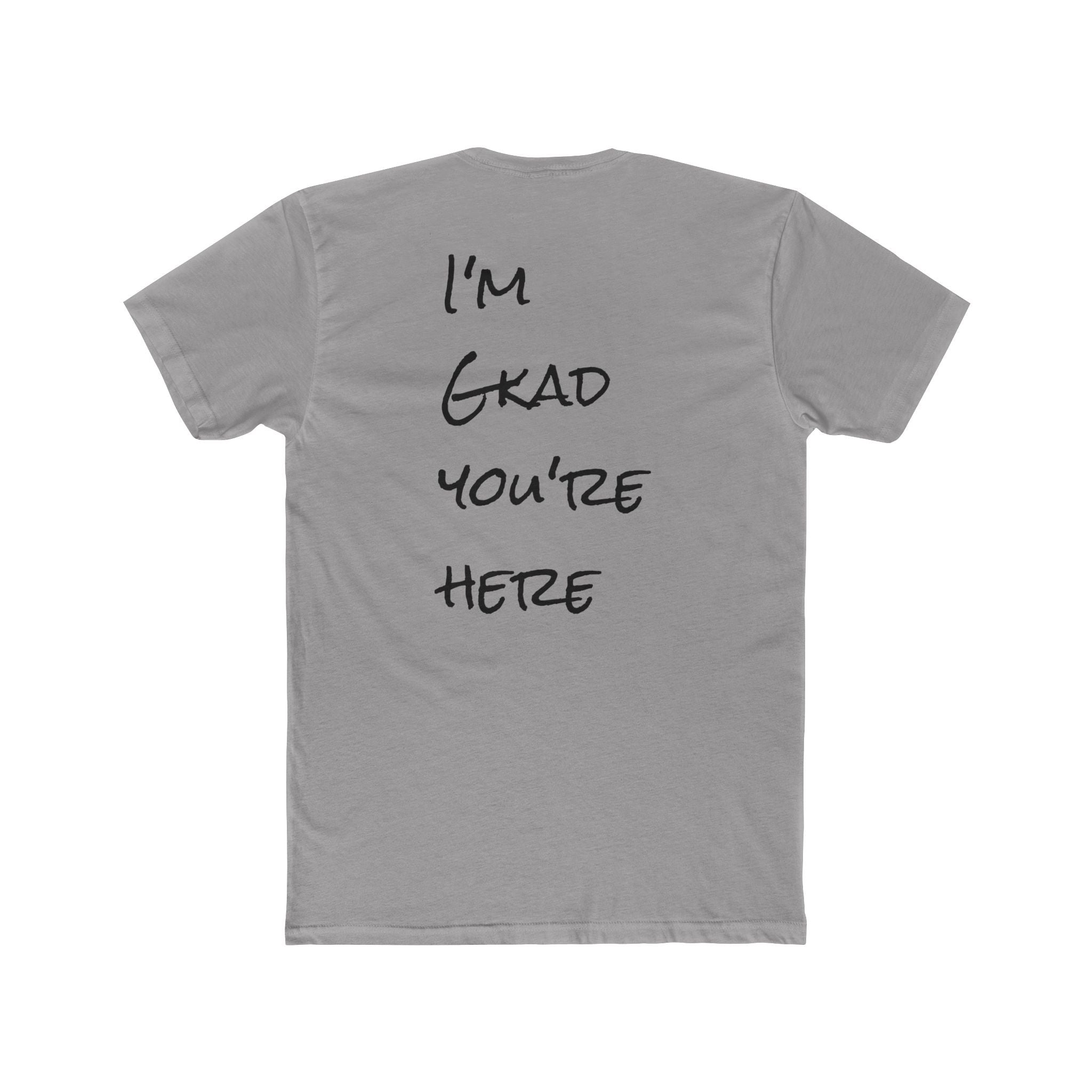 Crew Tee — 'R.O.B' Front & "I'm Glad You're Here" Back Minimal Script T‑Shirt