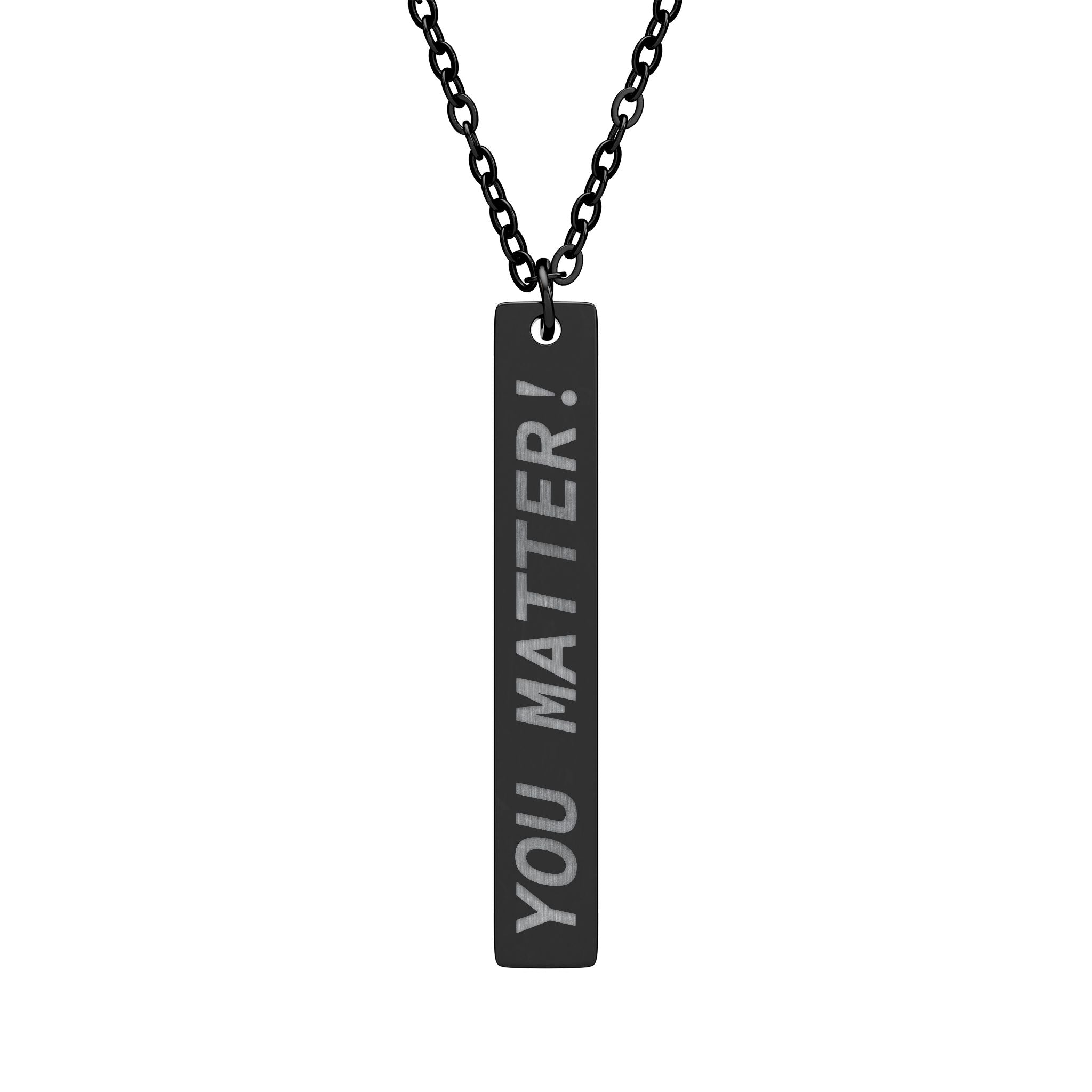 You Matter Vertical Bar Necklace — Engraved Inspirational Pendant